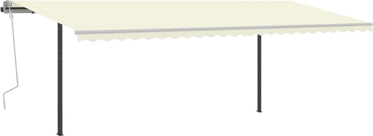 Vidaxl Luifel Automatisch Uittrekbaar Met Palen 6x3,5 M Crèmekleurig