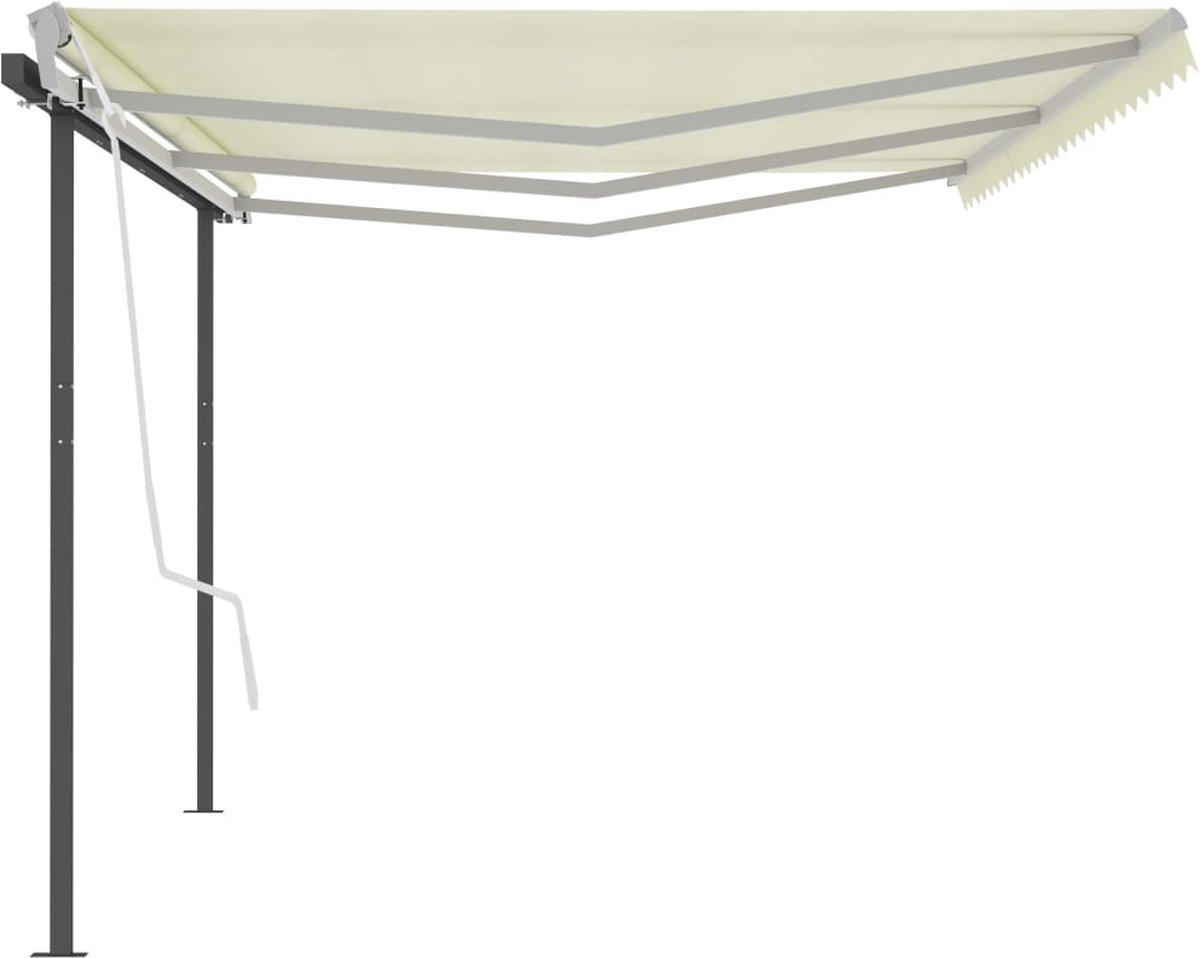 Vidaxl Luifel Automatisch Uittrekbaar Met Palen 6x3,5 M Crèmekleurig