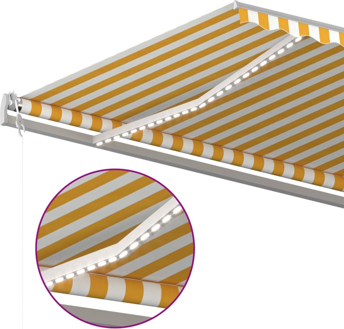 Vidaxl Luifel Handmatig Uittrekbaar Met Led 500x300 Cm En - Geel
