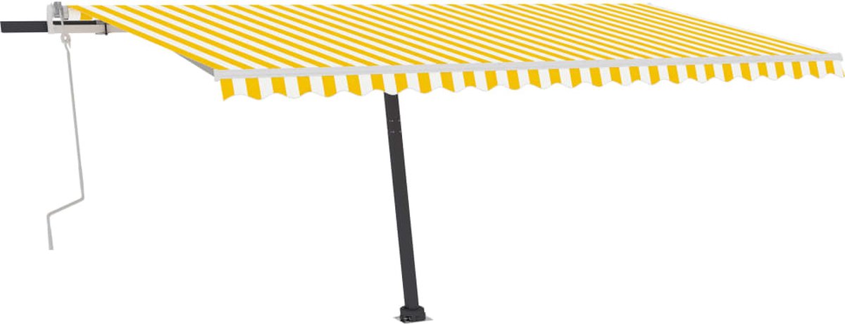 Vidaxl Luifel Handmatig Uittrekbaar Met Led 500x300 Cm En - Geel