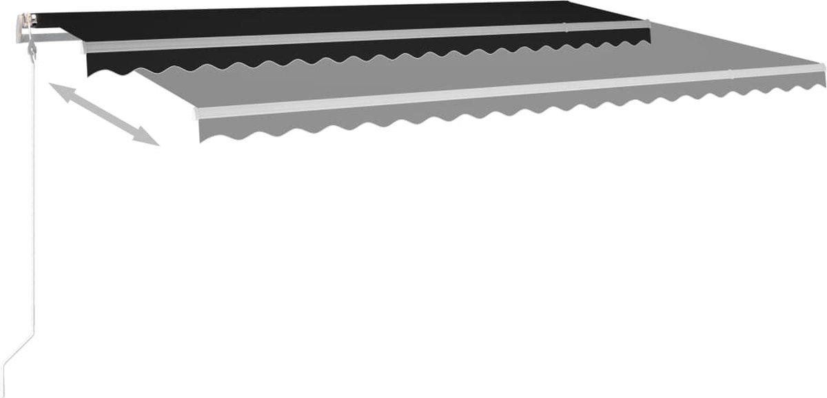 Vidaxl Luifel Handmatig Uittrekbaar Met Led 500x300 Cm Antracietkleur