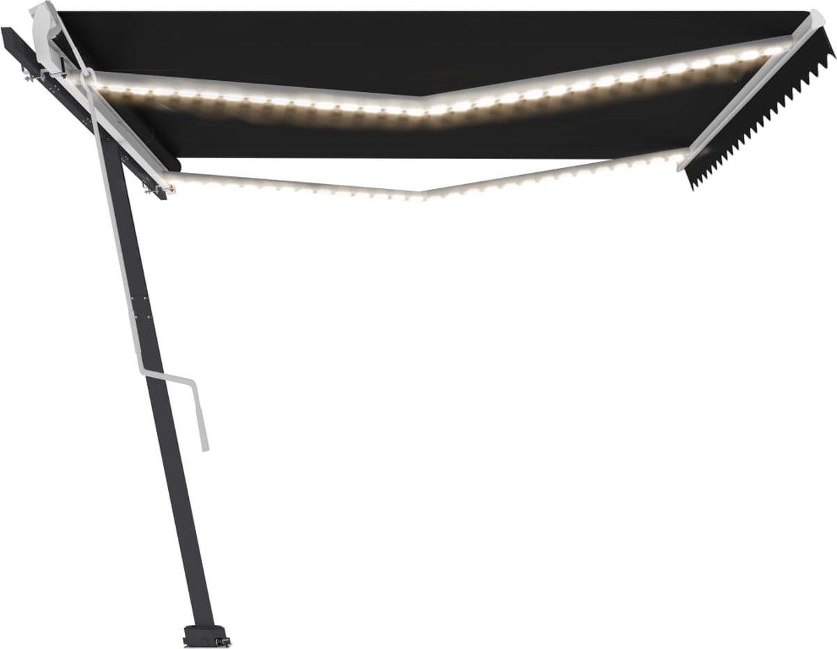 Vidaxl Luifel Handmatig Uittrekbaar Met Led 500x300 Cm Antracietkleur