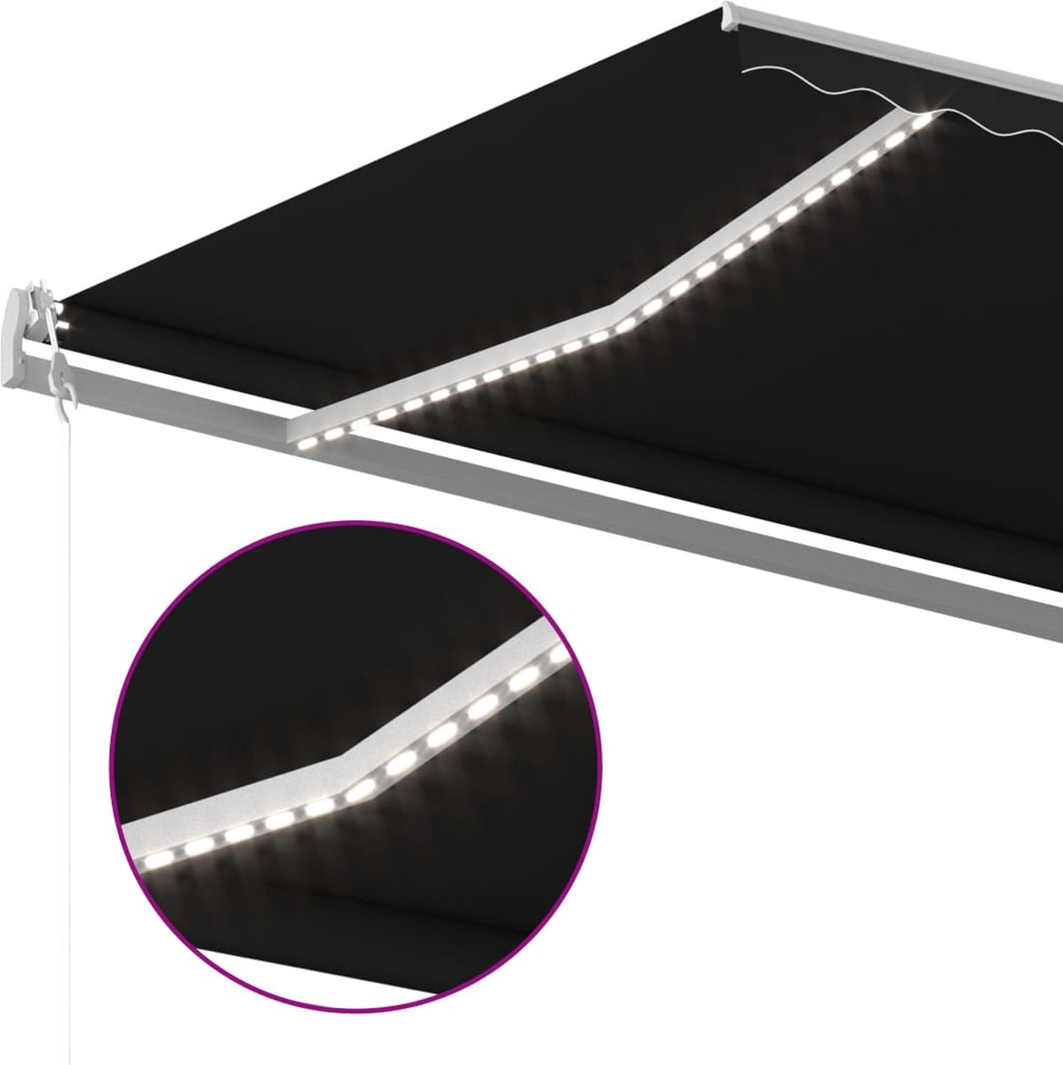 Vidaxl Luifel Handmatig Uittrekbaar Met Led 500x300 Cm Antracietkleur