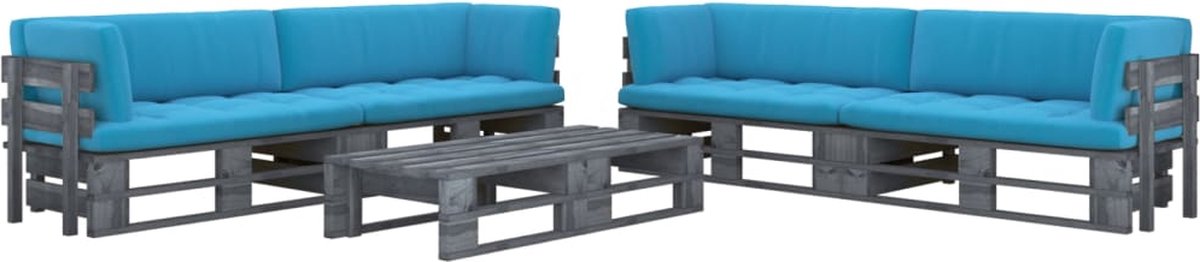 Vidaxl 6-delige Loungeset Pallet Met Kussens Geïmpregneerd Hout - Grijs