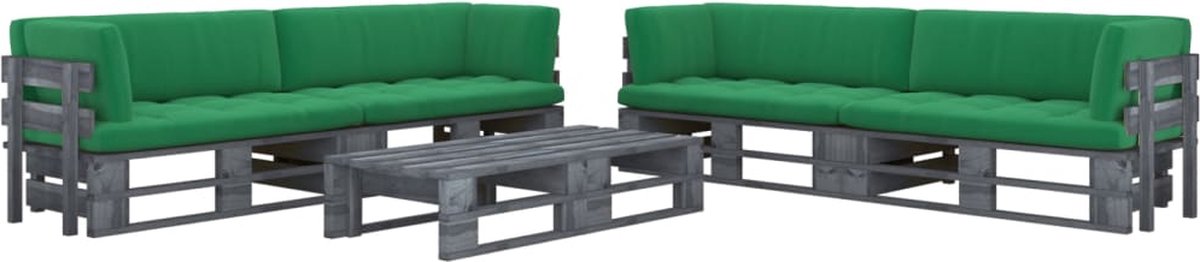 Vidaxl 6-delige Loungeset Pallet Met Kussens Geïmpregneerd Hout - Gris