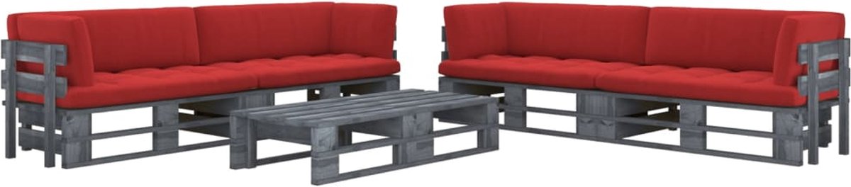 Vidaxl 6-delige Loungeset Pallet Met Kussens Geïmpregneerd Hout - Grijs