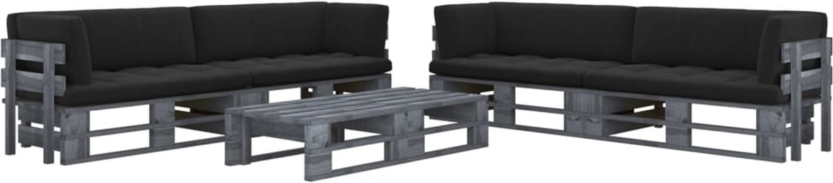 Vidaxl 6-delige Loungeset Pallet Met Kussens Geïmpregneerd Hout - Grijs