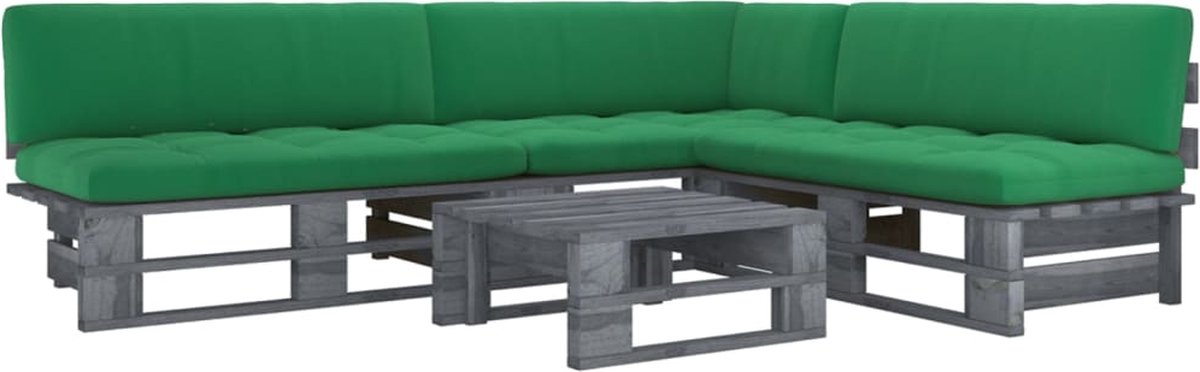 Vidaxl 4-delige Loungeset Pallet Met Kussens Geïmpregneerd Hout - Grijs