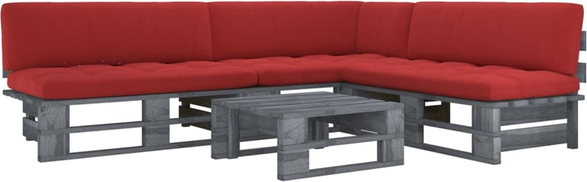 Vidaxl 4-delige Loungeset Pallet Met Kussens Geïmpregneerd Hout - Grijs