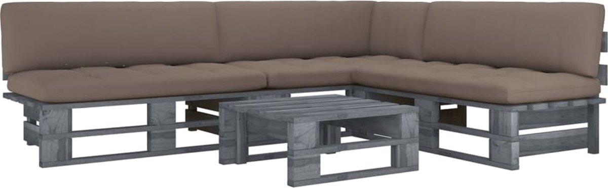 Vidaxl 4-delige Loungeset Pallet Met Kussens Geïmpregneerd Hout - Grijs