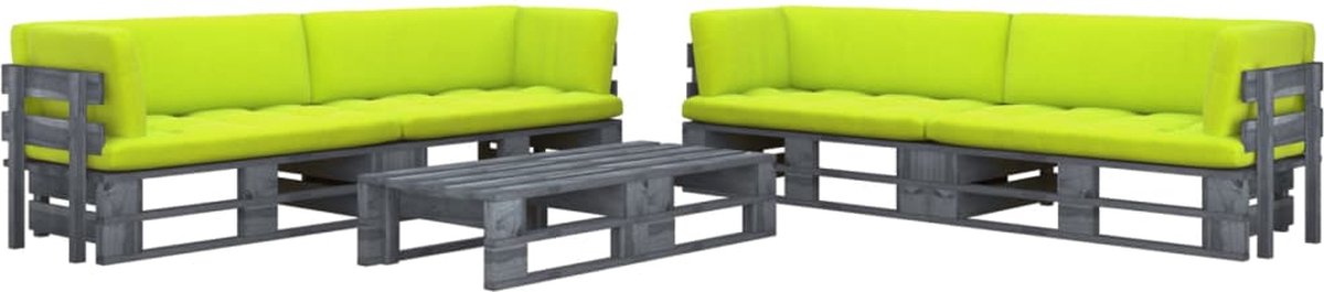 Vidaxl 6-delige Loungeset Pallet Met Kussens Geïmpregneerd Hout - Grijs