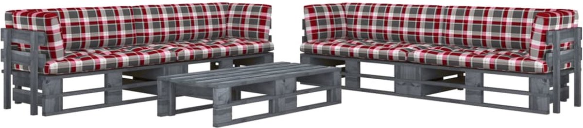 Vidaxl 6-delige Loungeset Pallet Met Kussens Geïmpregneerd Hout - Grijs