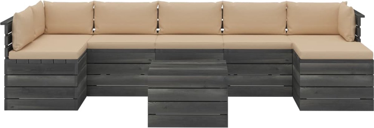 Vidaxl 8-delige Loungeset Met Kussens Pallet Massief Grenenhout - Beige