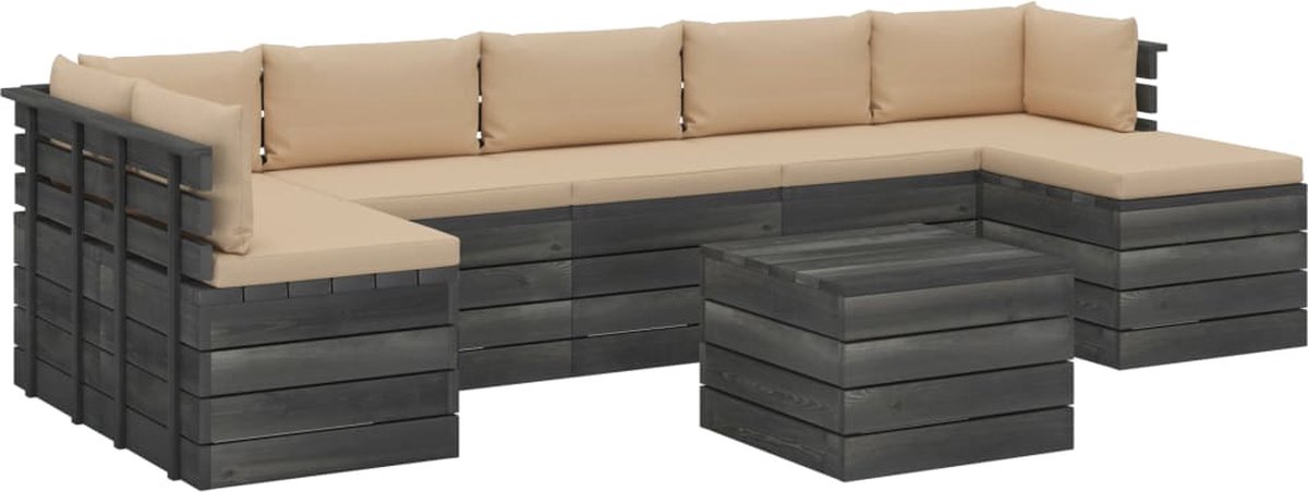 Vidaxl 8-delige Loungeset Met Kussens Pallet Massief Grenenhout - Beige