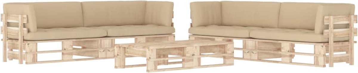 Vidaxl 6-delige Loungeset Pallet Met Kussens Geïmpregneerd Grenenhout - Beige