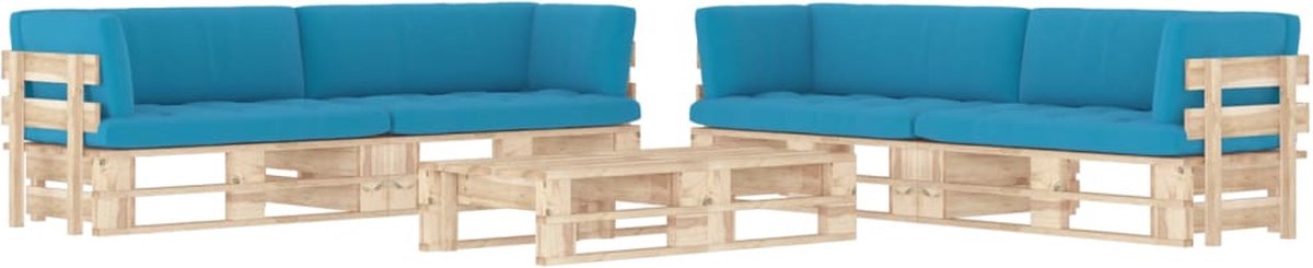 Vidaxl 6-delige Loungeset Pallet Met Kussens Geïmpregneerd Grenenhout - Azul