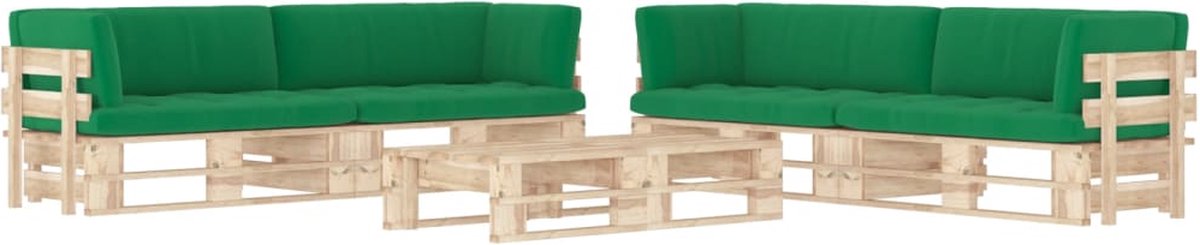 Vidaxl 6-delige Loungeset Pallet Met Kussens Geïmpregneerd Grenenhout - Groen