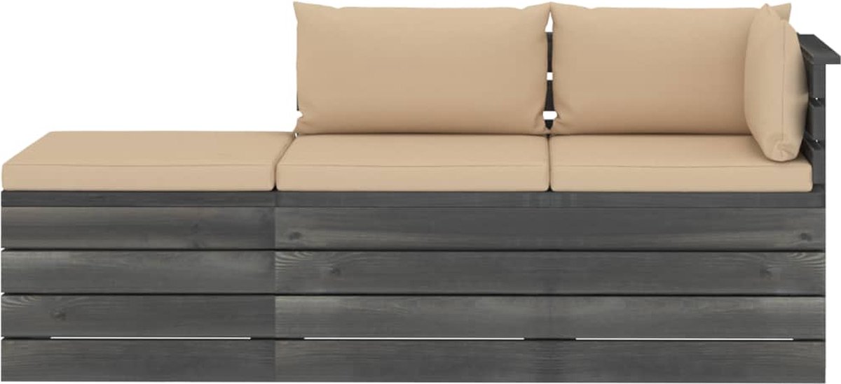 Vidaxl 3-delige Loungeset Met Kussens Pallet Massief Grenenhout - Beige