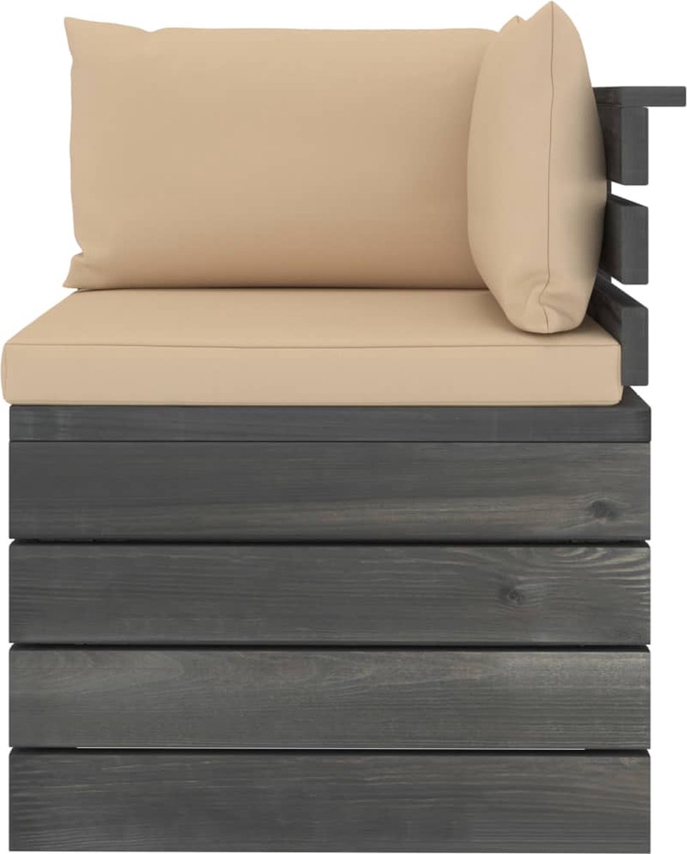 Vidaxl 3-delige Loungeset Met Kussens Pallet Massief Grenenhout - Beige