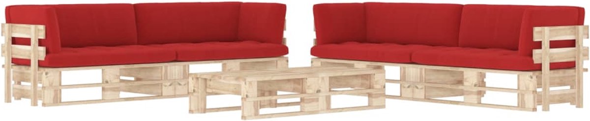 Vidaxl 6-delige Loungeset Pallet Met Kussens Geïmpregneerd Grenenhout - Rojo