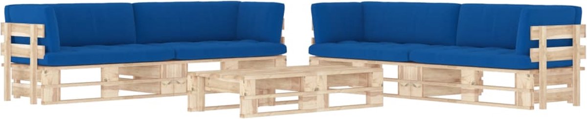 Vidaxl 6-delige Loungeset Pallet Met Kussens Geïmpregneerd Grenenhout - Azul