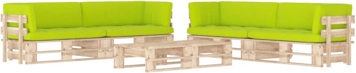 Vidaxl 6-delige Loungeset Pallet Met Kussens Geïmpregneerd Grenenhout - Groen