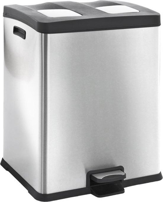 Eko Rejoice Pedaalemmer Afvalscheider - 2 X 30l - Mat Rvs - Silver