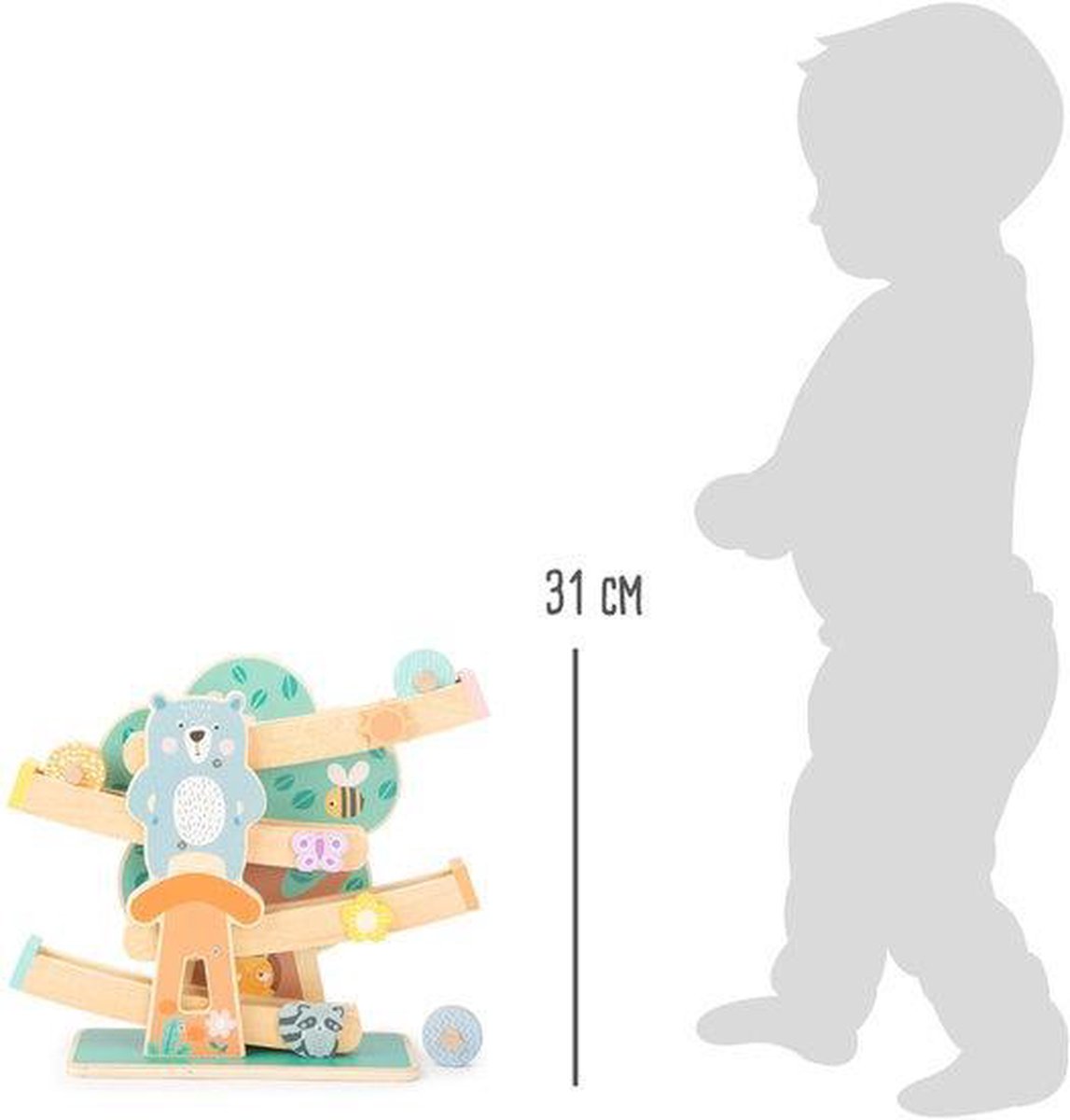 Small Foot wielbaan Marble Run hout junior 35 cm blank/groen