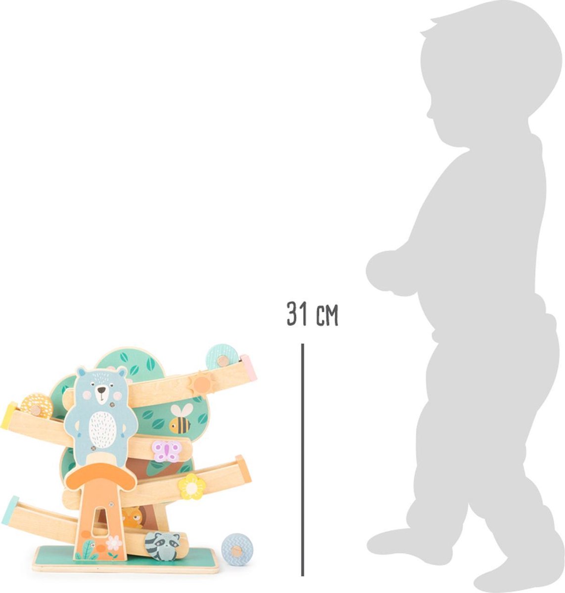 Small Foot wielbaan Marble Run hout junior 35 cm blank/groen