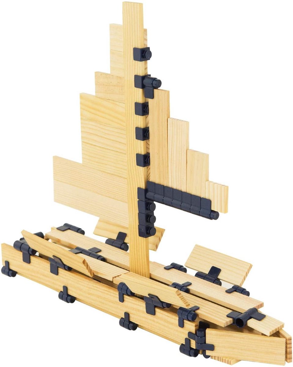 TomTecT bouwkit junior hout/kunststof naturel/ 500 delig - Blauw