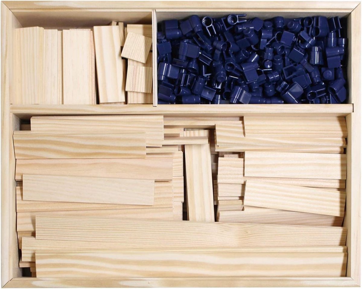 TomTecT bouwkit junior hout/kunststof naturel/ 500 delig - Blauw