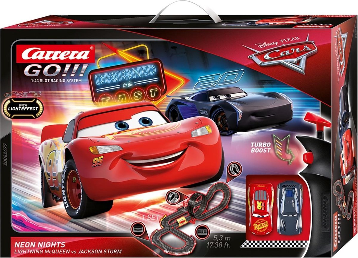 Carrera racebaanset Go!!! Disney Cars 5,3 meter 1:43 zwart - Blauw