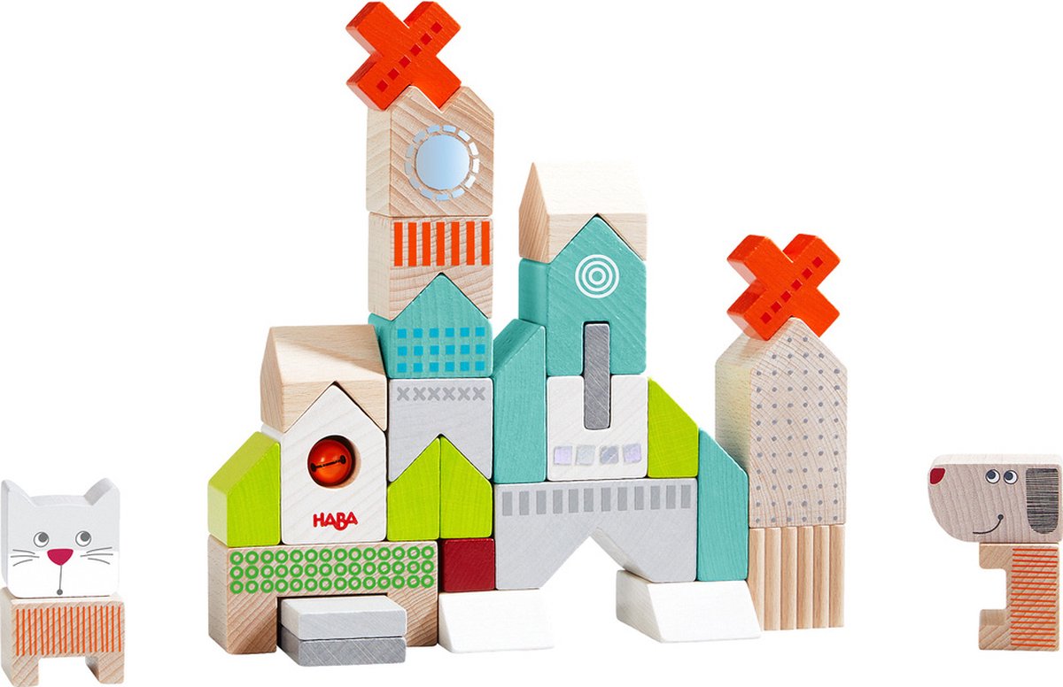 HABA bouwstenen Hond en Kat hout 31 delig
