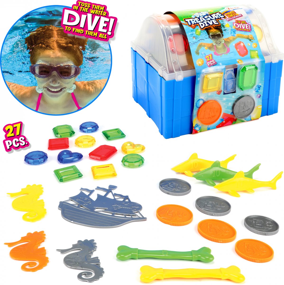 Toi-Toys Toi Toys duikspeelgoed Splash! 16,5 x 21 cm blauw 27 delig