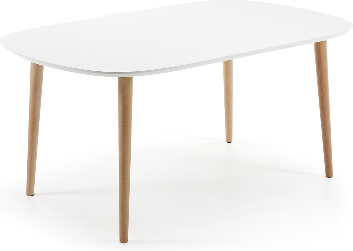 Kave Home Oakland Eettafel Uitschuifbaar 160 x 100 cm - Wit