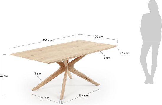 Kave Home Normande Eettafel 180 x 90 cm - Bruin