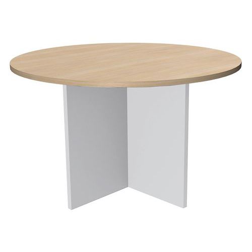 Simmob Vergadertafel rond 100 cm eiken/wit