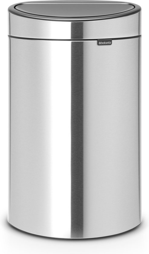 Brabantia Touch Bin Afvalemmer 10 + 23 Liter Met 2 Kunststof Binnenemmers - Matt Steel Fingerprint Proof - Silver