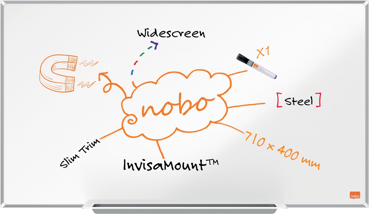 NOBO Whiteboard Staal, Widescreen Magnetisch -