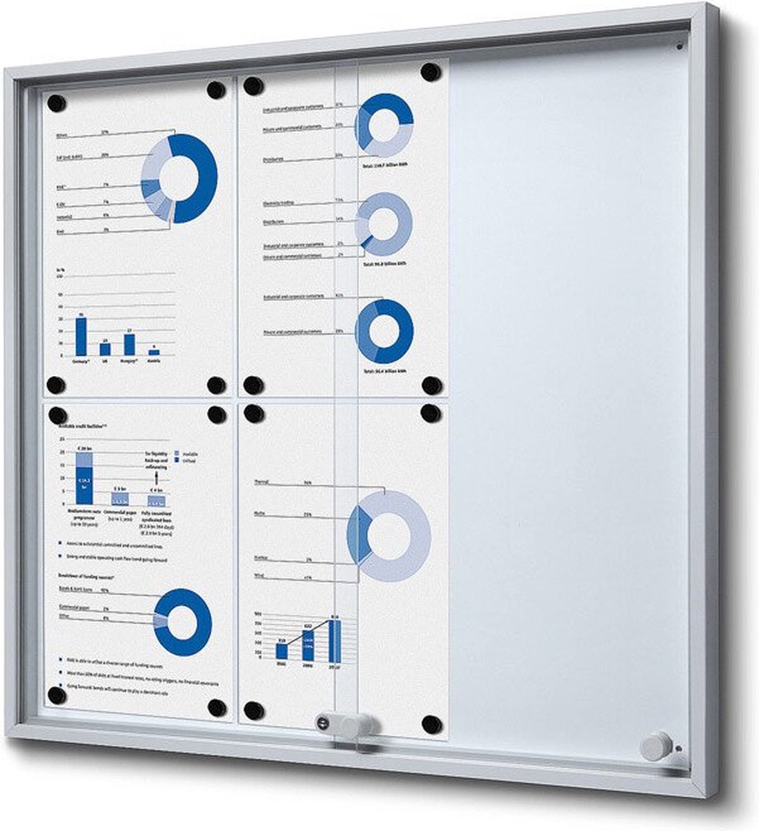 Jansen Display Vitrinekast / mededelingenbord kurk - met schuifdeuren - SLIM