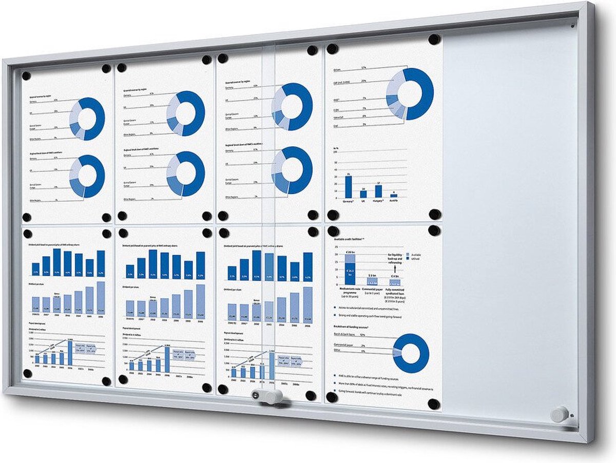 Jansen Display Vitrinekast / mededelingenbord kurk - met schuifdeuren - SLIM