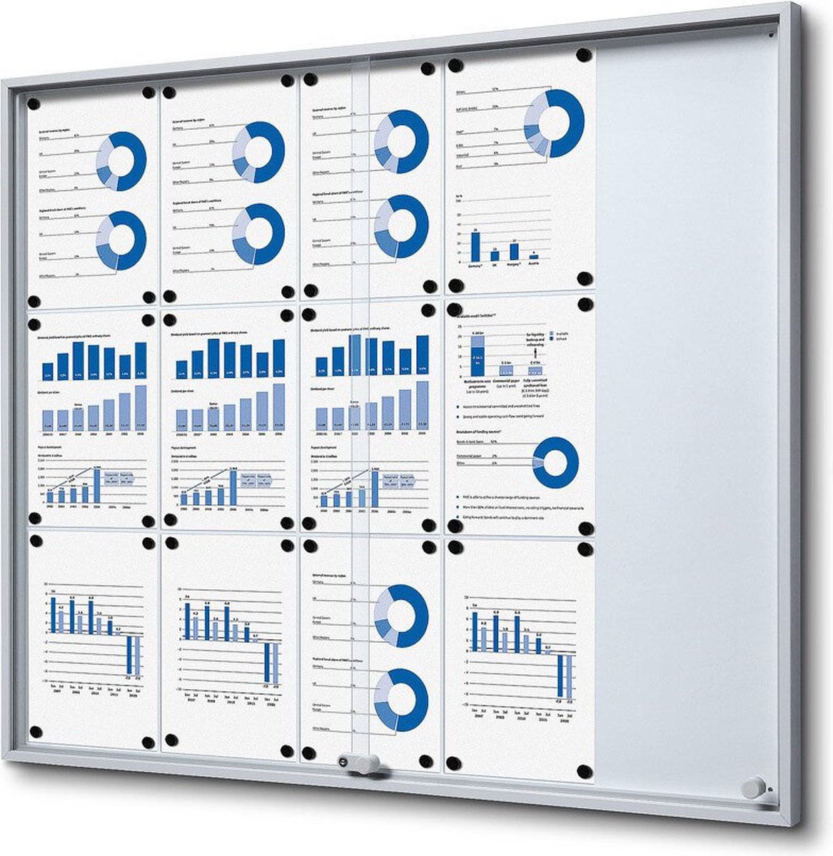 Jansen Display Vitrinekast / mededelingenbord kurk - met schuifdeuren - SLIM