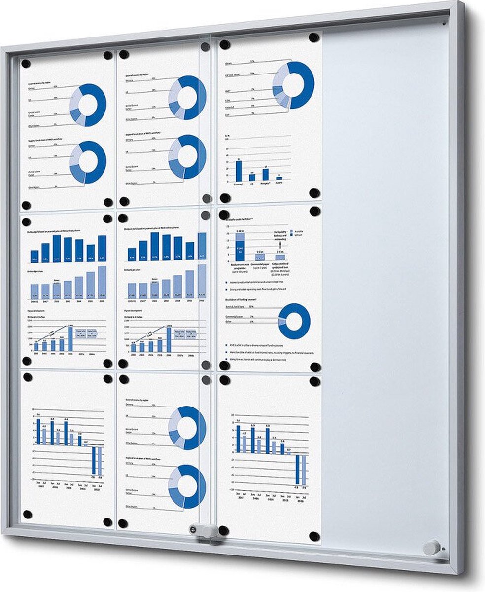 Jansen Display Vitrinekast / mededelingenbord kurk - met schuifdeuren - SLIM