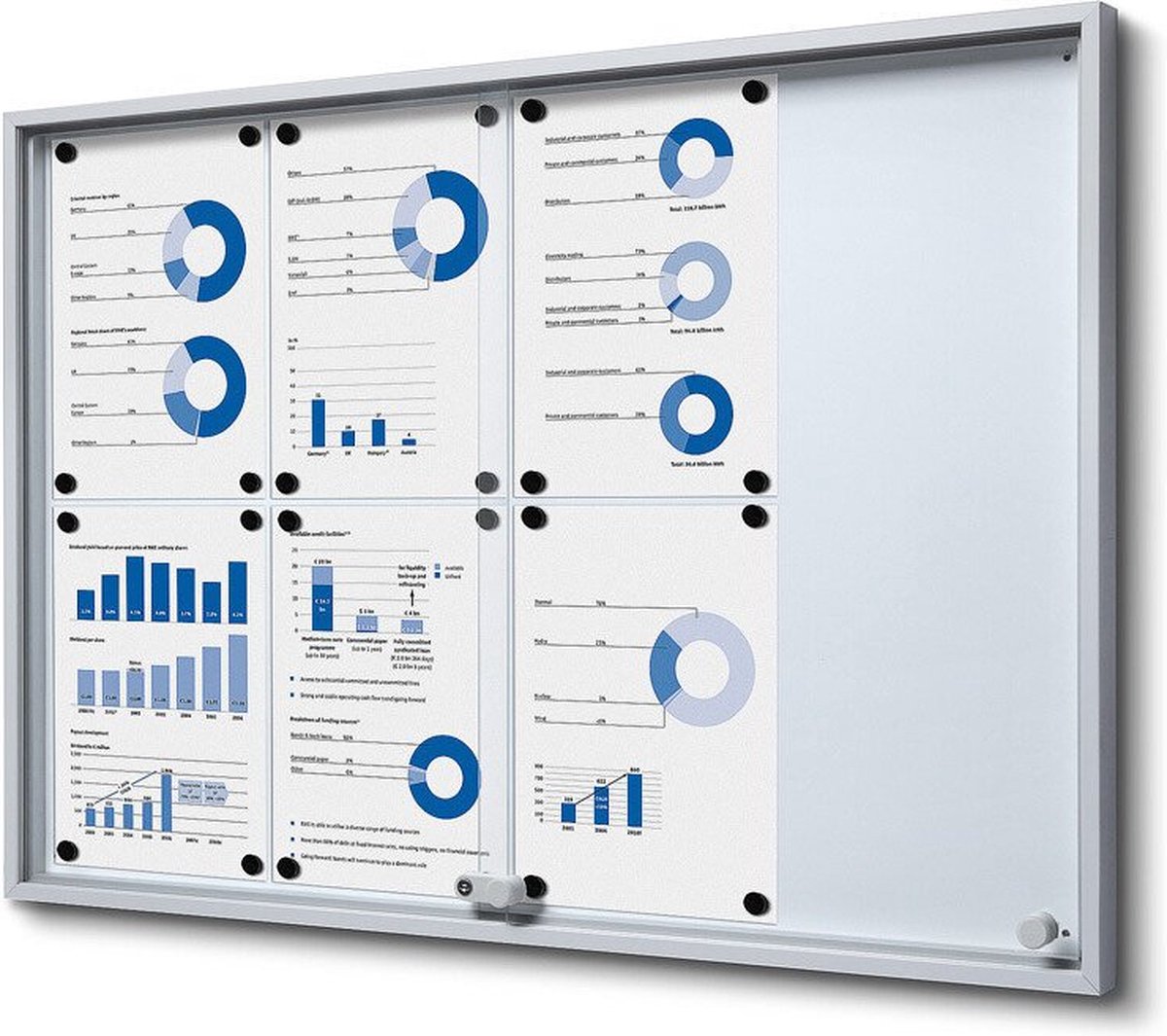 Jansen Display Vitrinekast / mededelingenbord kurk - met schuifdeuren - SLIM