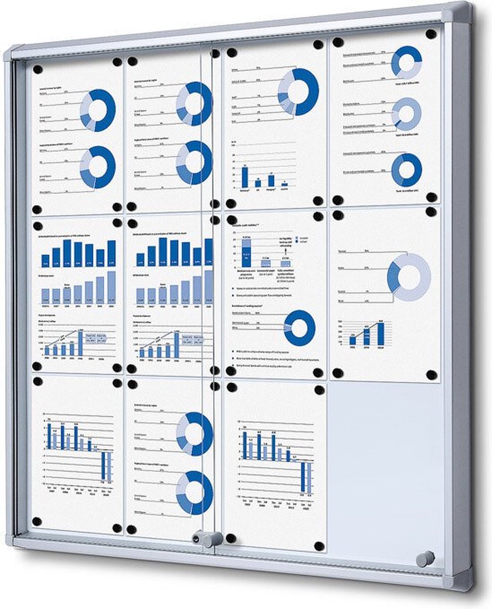 Jansen Display Vitrinekast / mededelingenbord Fire-proof - met schuifdeuren