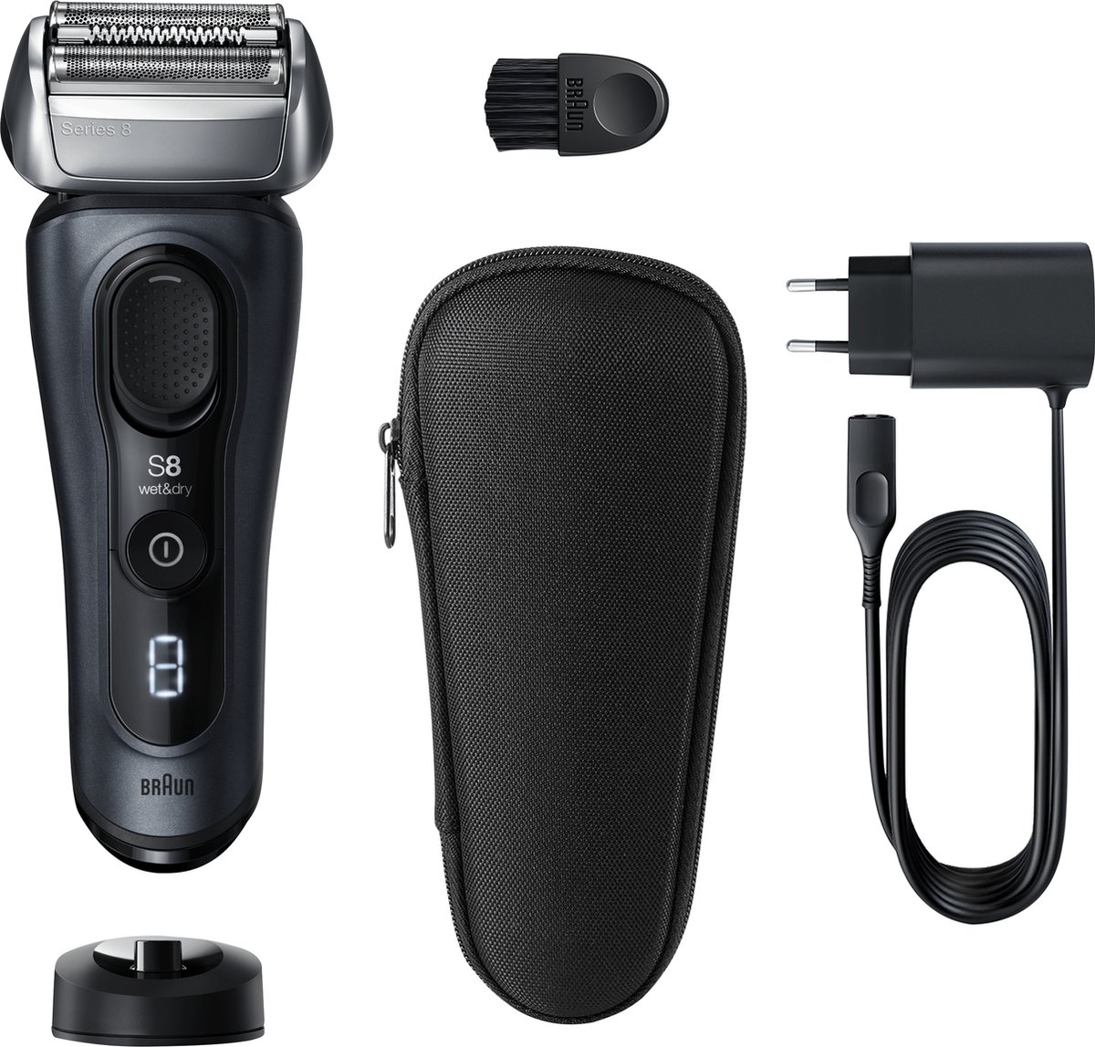 Braun Series 8 8413s Stand en Case - Grijs