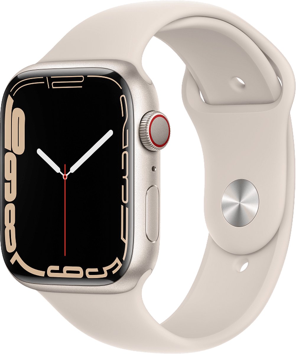 Apple Watch Series 7 4G 41mmgoud Aluminium Crème Sportband - Wit
