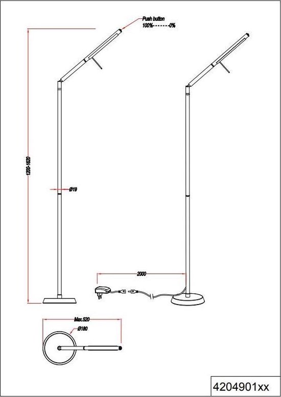 TRIO Filigran Vloerlamp - Silver