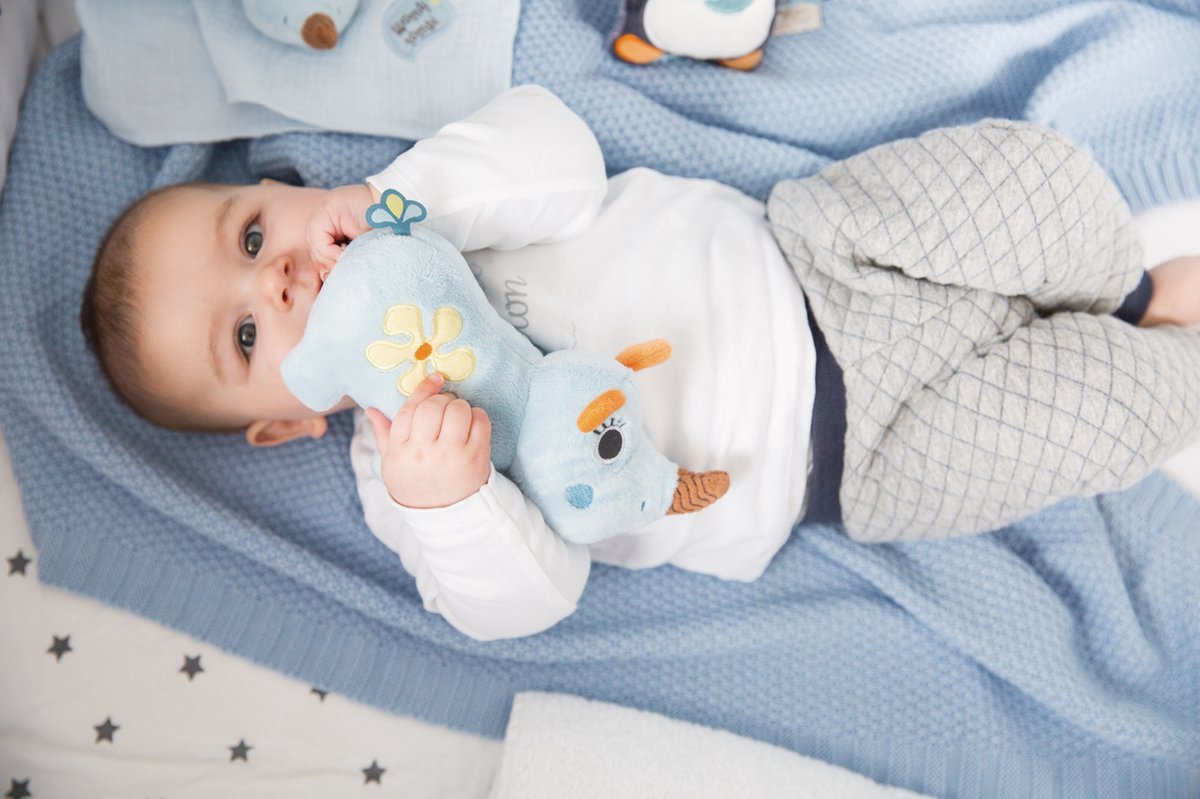 Nici knuffeldier neushoorn Manuffi 3D 20 cm pluche - Blauw