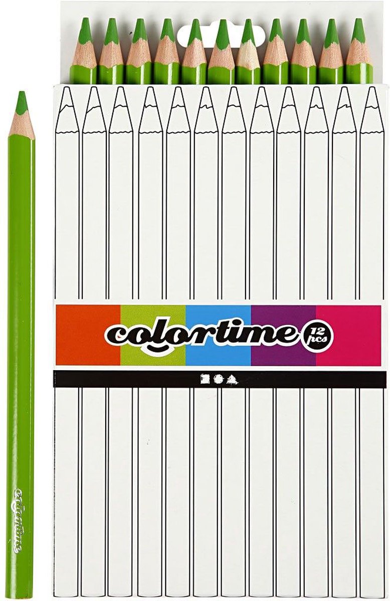 Colortime kleurpotloden Jumbo 5 mm vulling 12 stuks - Groen